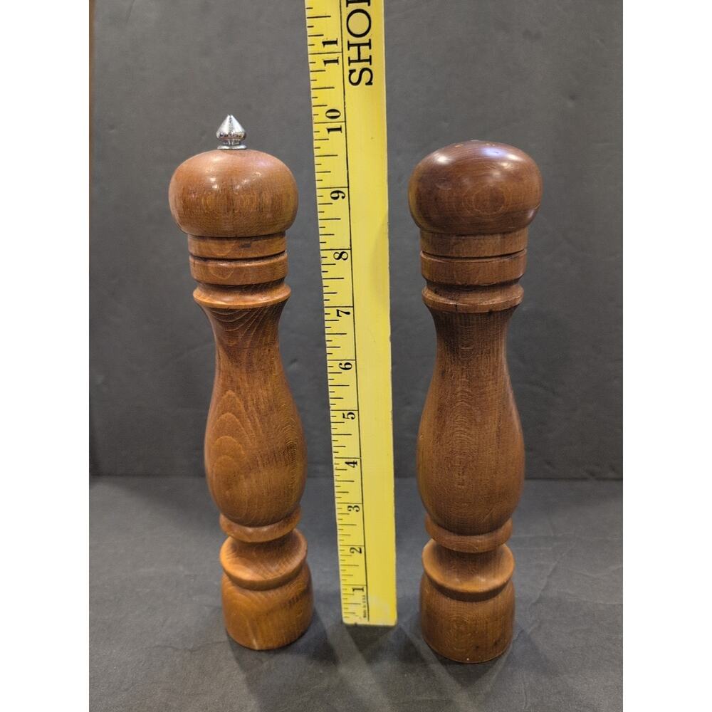 Vintage Najico Nakajima Woodenware Japan Natural Wooden 10" Salt & Pepper Mill